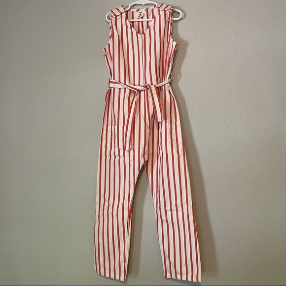 stem Other - Nordstrom Kids Stem Girls Striped Red And White Jumpsuit With Pocket Size 8